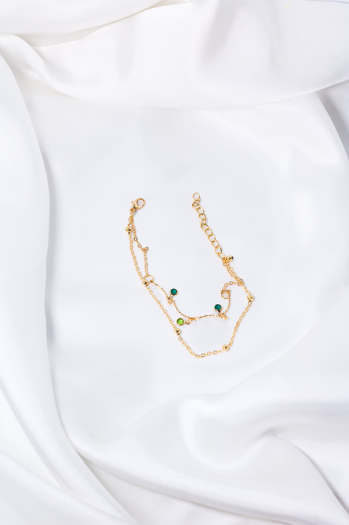 Bracelet de cheville de couleur émeraude et verte ACAK-0003