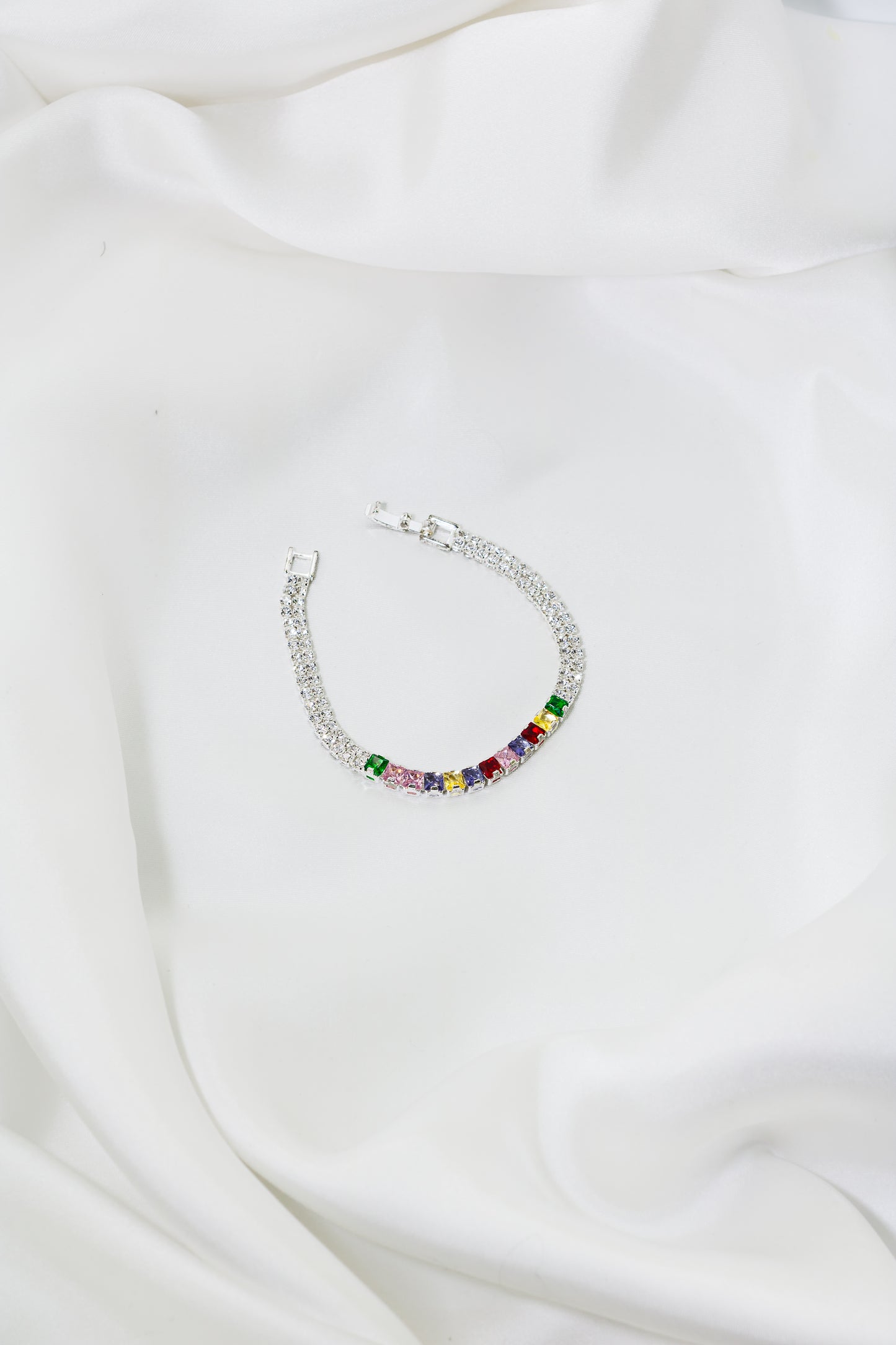 Bracelet encadré en argent et cristal multicolore ACBR-0010