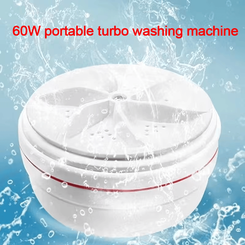 60W Portable Turbo Washing Machine | High-Power Mini Ultrasonic Washer for Baby Clothes, Underwear, Socks | Ideal for Business Trips & Travel | USB-Powered