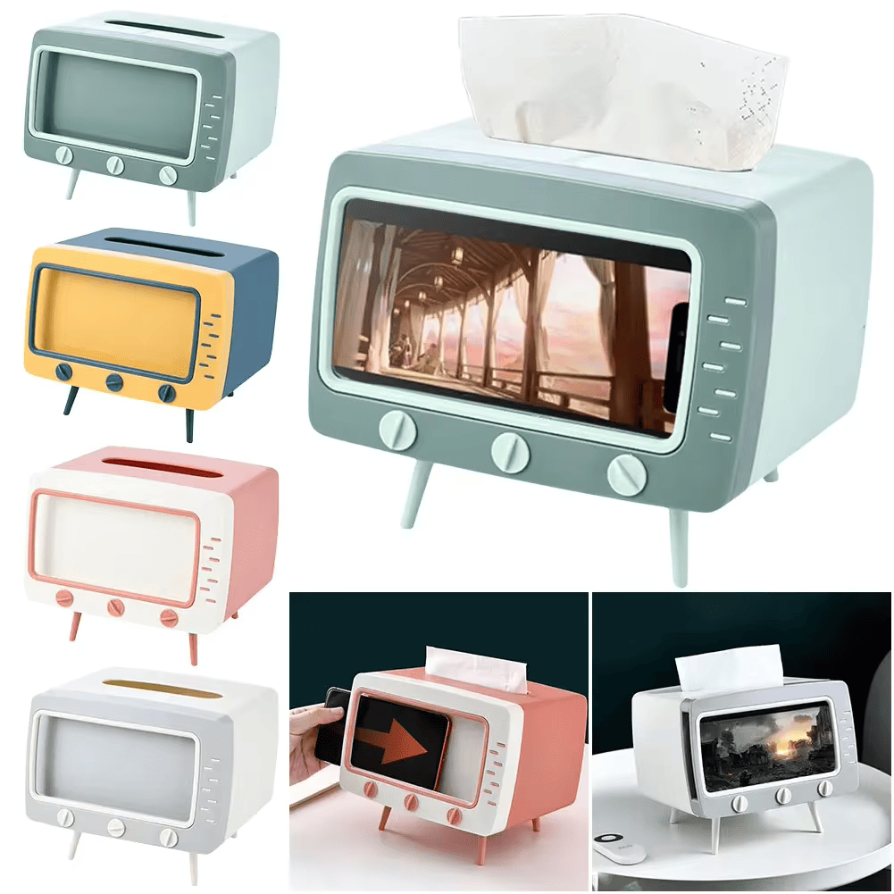 TV Tissue Box Modern Style Paper Tissue Holder with Mobile Phone Slot Kitchen Napkin Holder Bathroom Toilet Paper Storage Box