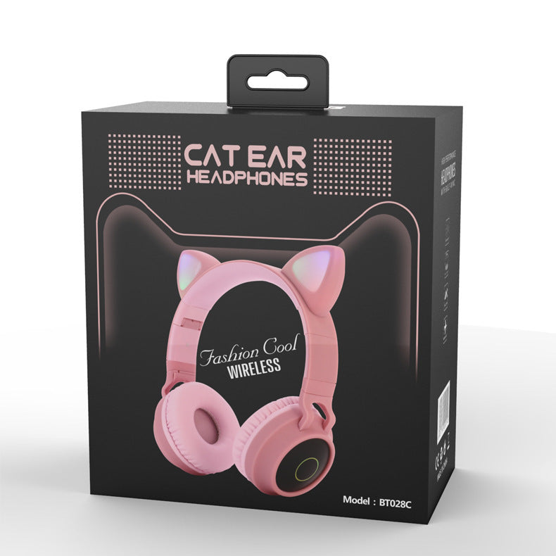 LED Light Cat Ear Headphones Wireless Bluetooth 5.0 Headset Portable Foldable Kids Headphone With Microphone Best Gift