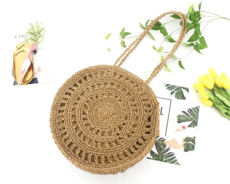 Fashion Flower Paper String Casual Women's Bag Woven Shoulder Beach Bag