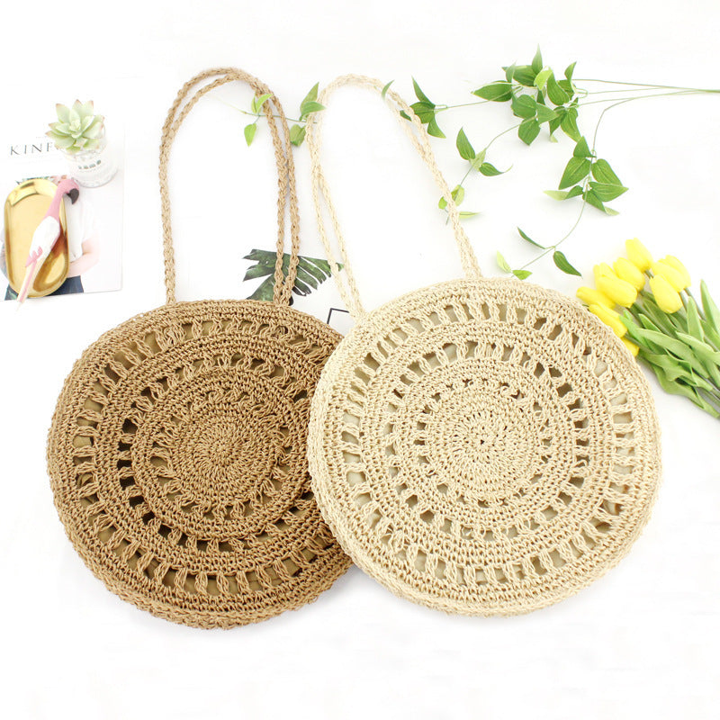 Fashion Flower Paper String Casual Women's Bag Woven Shoulder Beach Bag