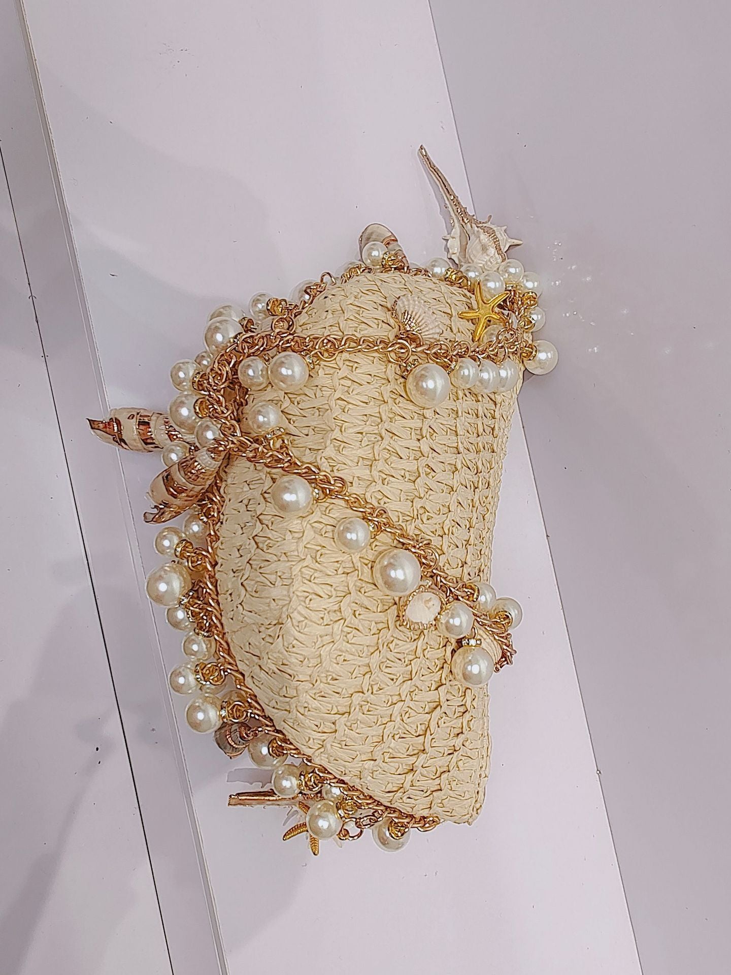 Summer Seaside Holiday Pearl Conch Straw Bag