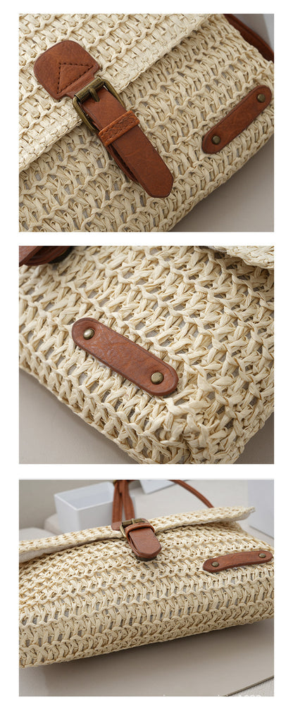 Women's Summer Beach Travel Crossbody Straw Bag