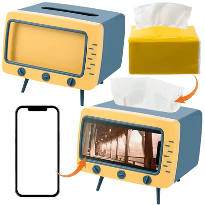 TV Tissue Box Modern Style Paper Tissue Holder with Mobile Phone Slot Kitchen Napkin Holder Bathroom Toilet Paper Storage Box