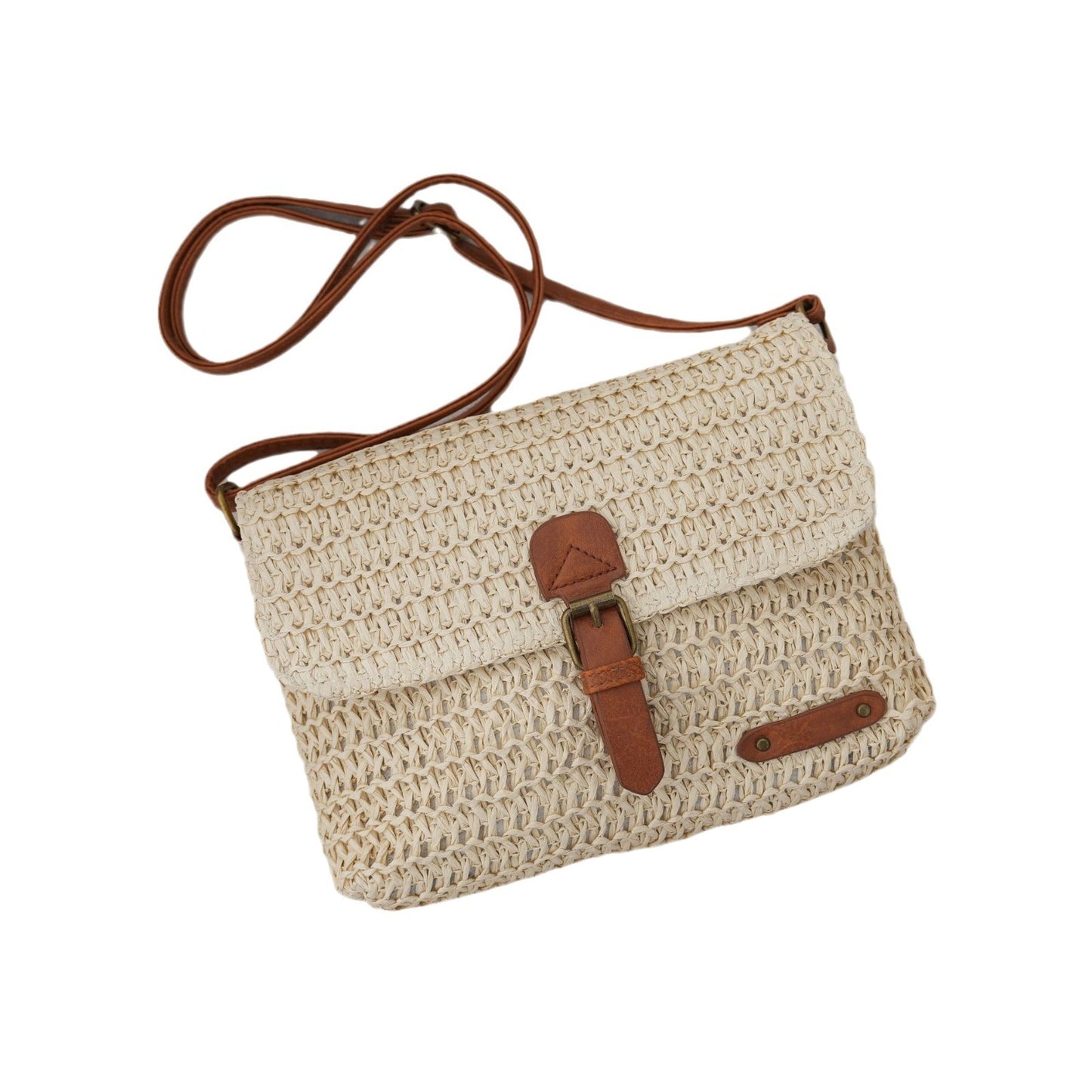 Women's Summer Beach Travel Crossbody Straw Bag