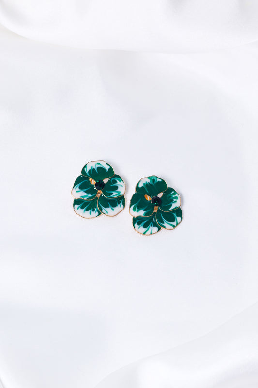 Funky Wear Green Floral Studs SGGZ-0008