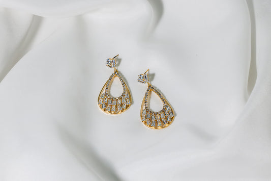 Golden Leaf Crystal Earrings ERFE-0011