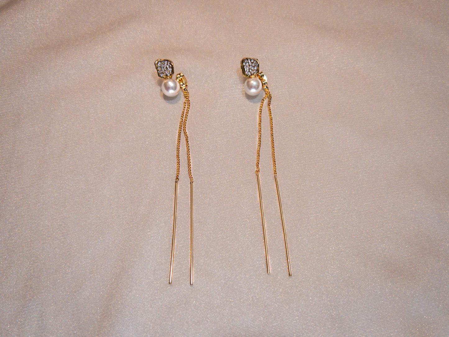 Boucles d'oreilles pendantes feuille de perle dorée ERDW-0007