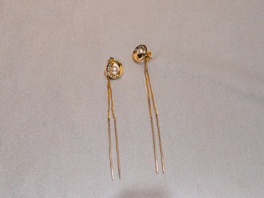 Boucles d'oreilles pendantes en perles dorées ERDW-0008