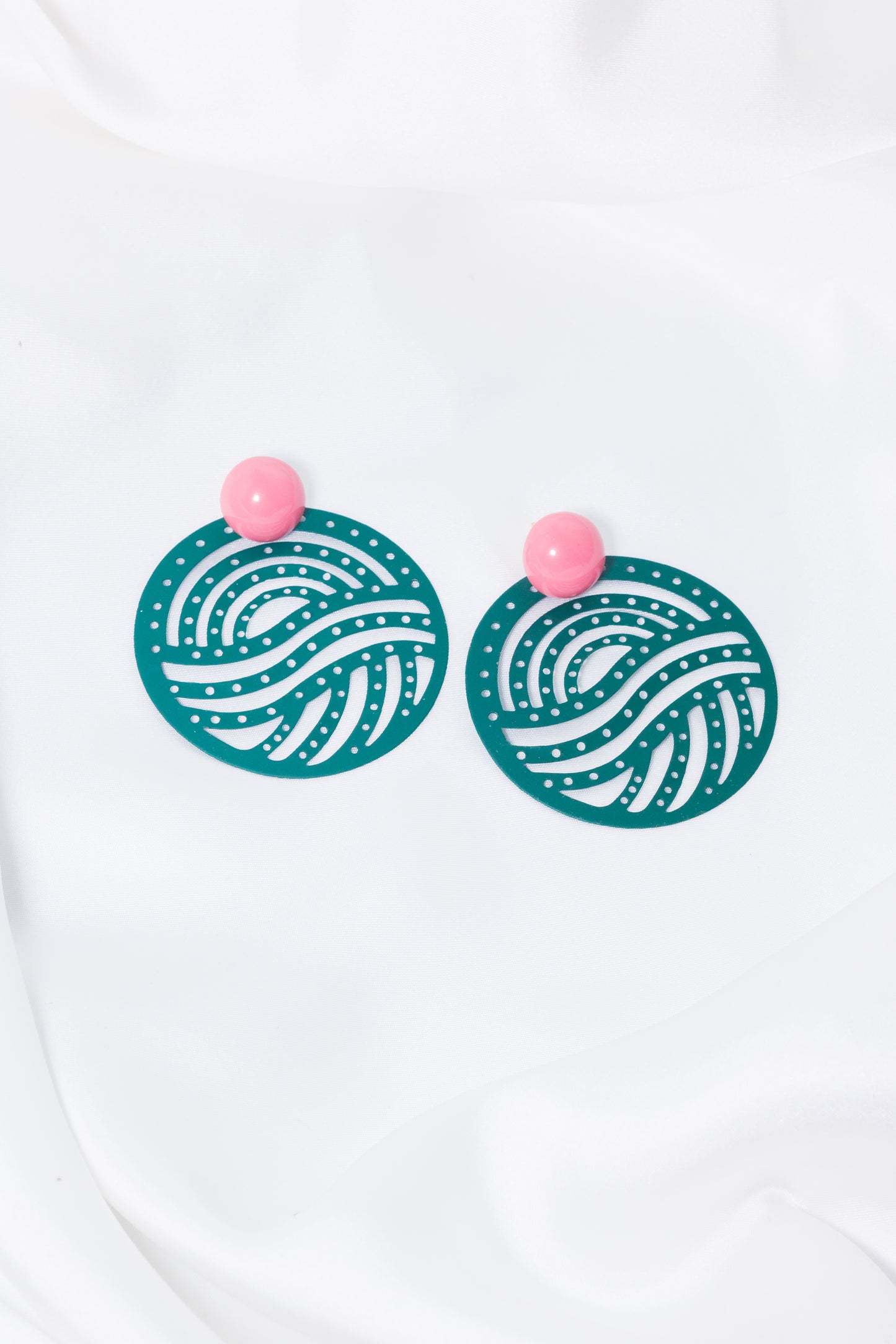 Boucles d'oreilles rondes en métal vert Gen Z EGGZ-0005