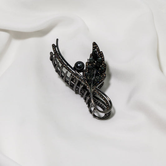 Hair Clip Black With Gems ACHF-0001