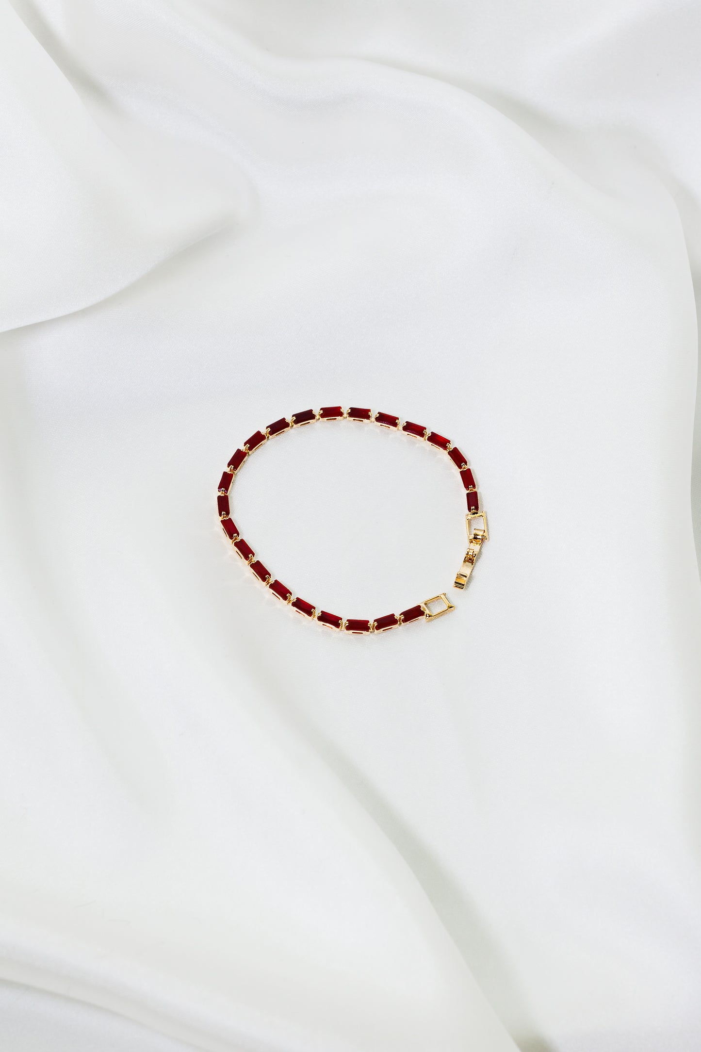 Maroon Crystal Golden Framed Bracelet ACBR-0004