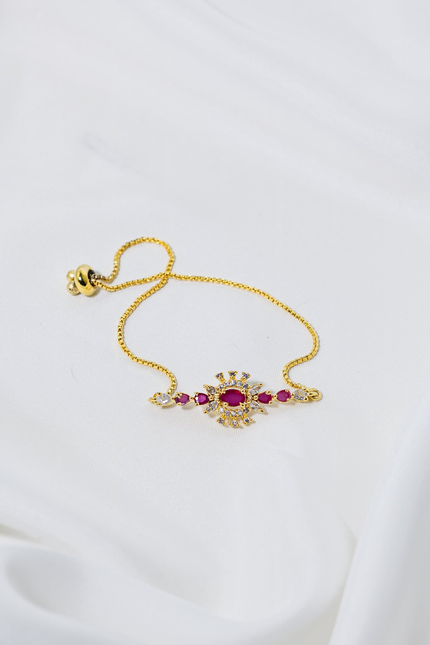 Multi Color Golden One Caret Floral Bracelet ACBR-0013