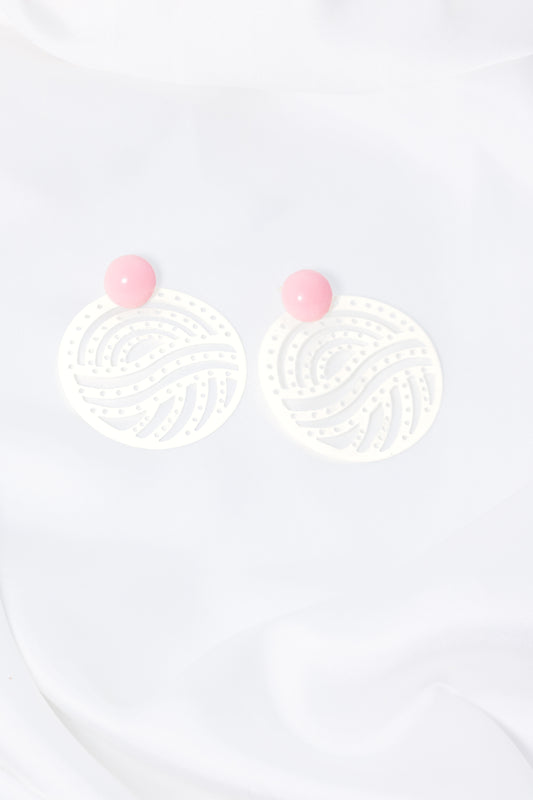 Off White Round Metal Earrings Gen Z EGGZ-0004