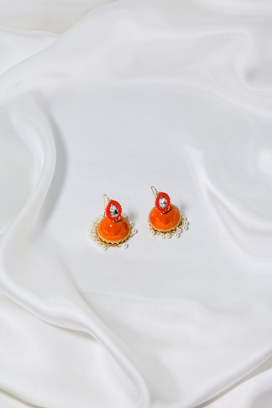 Boucles d'oreilles pendantes style tombeau en métal orange ERFE-0026