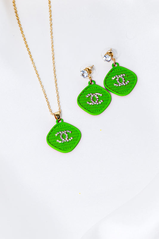 Pendant Set Green Metal NGGZ-0001