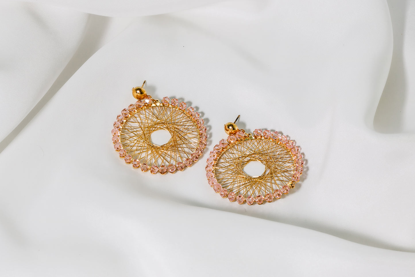 Pink Crystal Net Earrings ERDW-0006