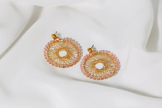 Pink Crystal Net Earrings ERDW-0006