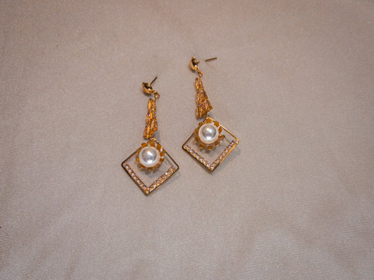 Pink Crystal Pearl Earrings ERDW-0011