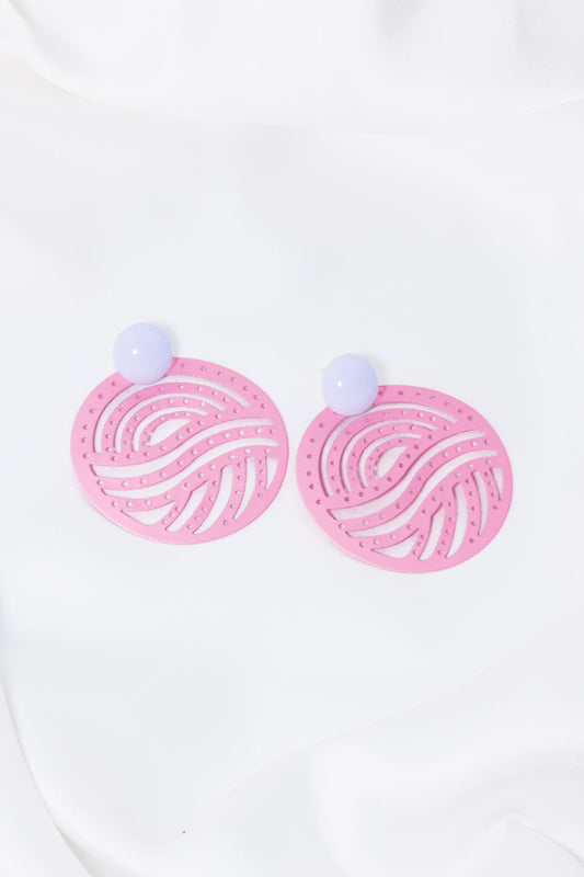 Pink Round Metal Earrings Gen Z EGGZ-0006