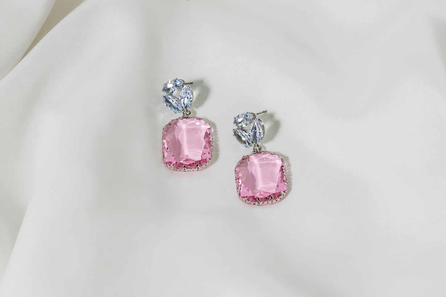 Pink Silver Earrings ERFE-0009