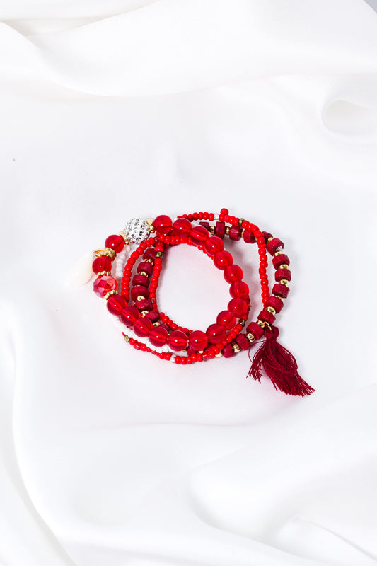 Red Friendship Bands Set Of Three ACHB-0002