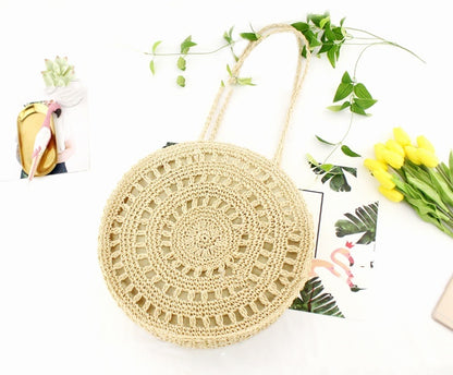 Fashion Flower Paper String Casual Women's Bag Woven Shoulder Beach Bag