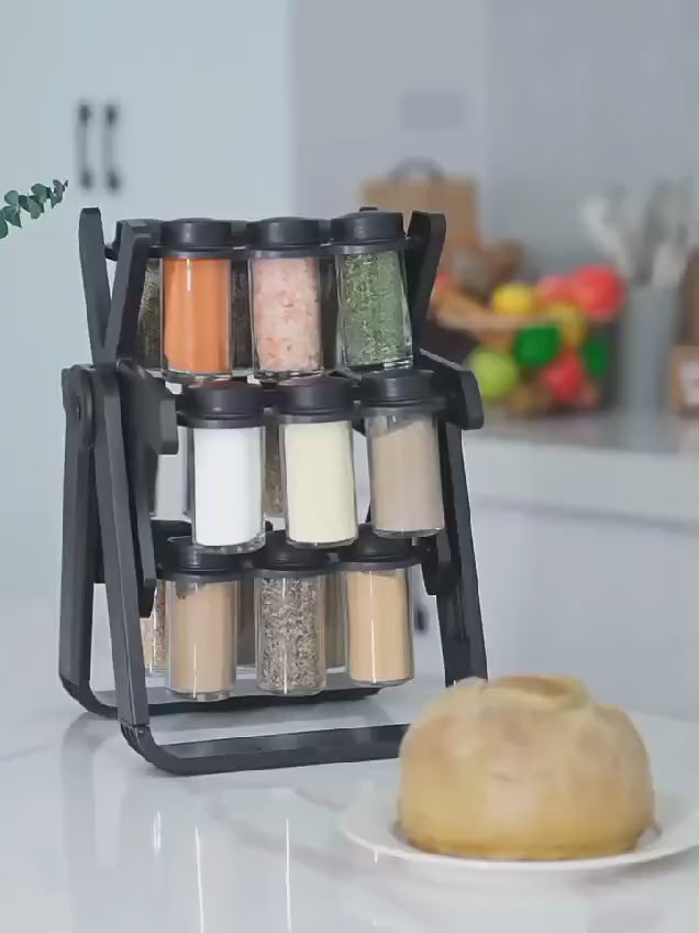 18 jar rotating spice rack organizer