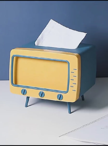 TV Tissue Box Modern Style Paper Tissue Holder with Mobile Phone Slot Kitchen Napkin Holder Bathroom Toilet Paper Storage Box