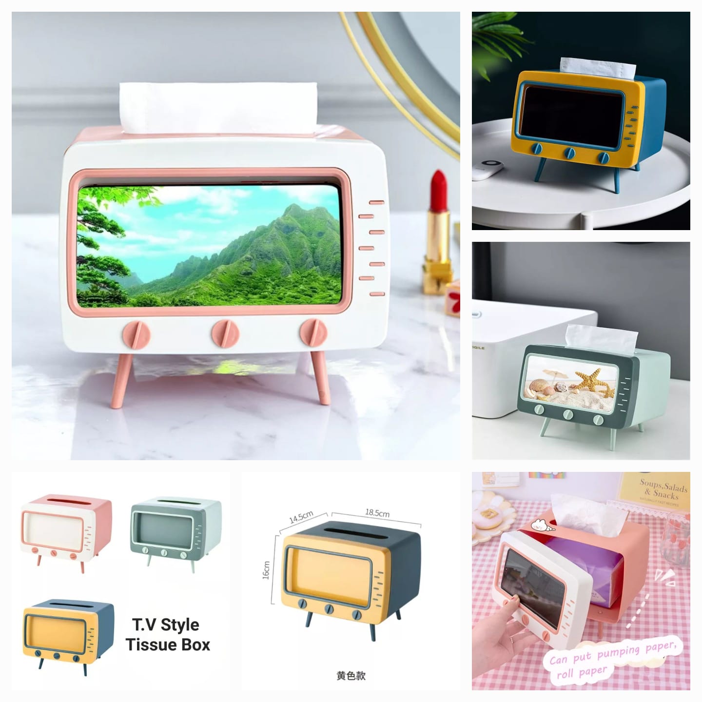 TV Tissue Box Modern Style Paper Tissue Holder with Mobile Phone Slot Kitchen Napkin Holder Bathroom Toilet Paper Storage Box